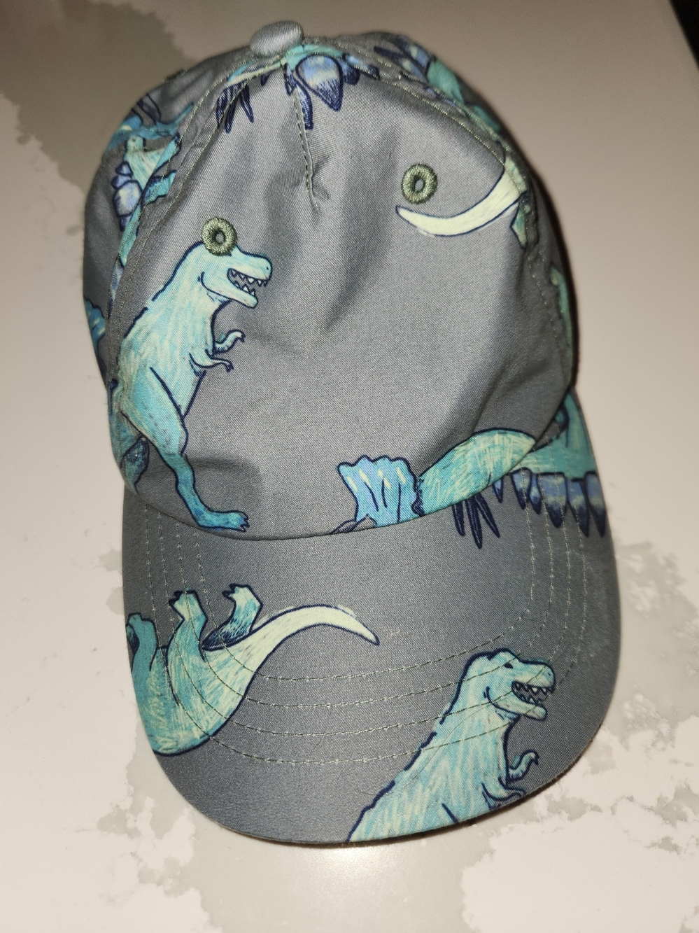 Carter's Gray Hat with Blue Dinosaur Print